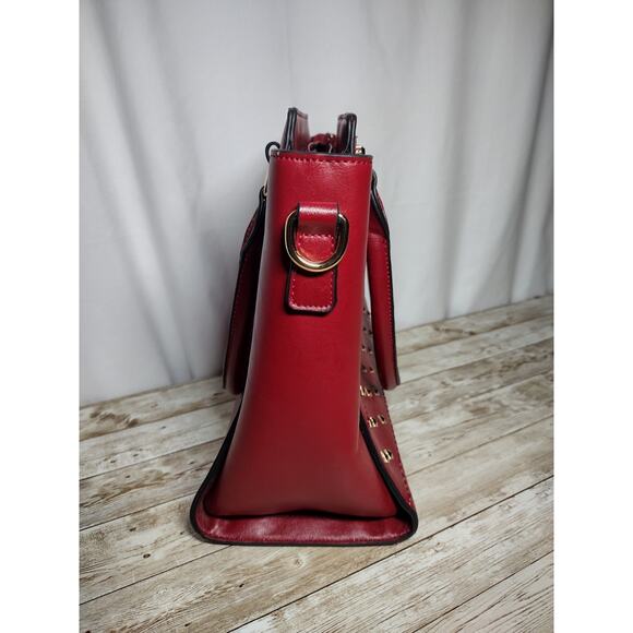 Davis and Towne The Camilla Red Leather w/Gold Color Hardware Strip Lining - Picture 9 of 9